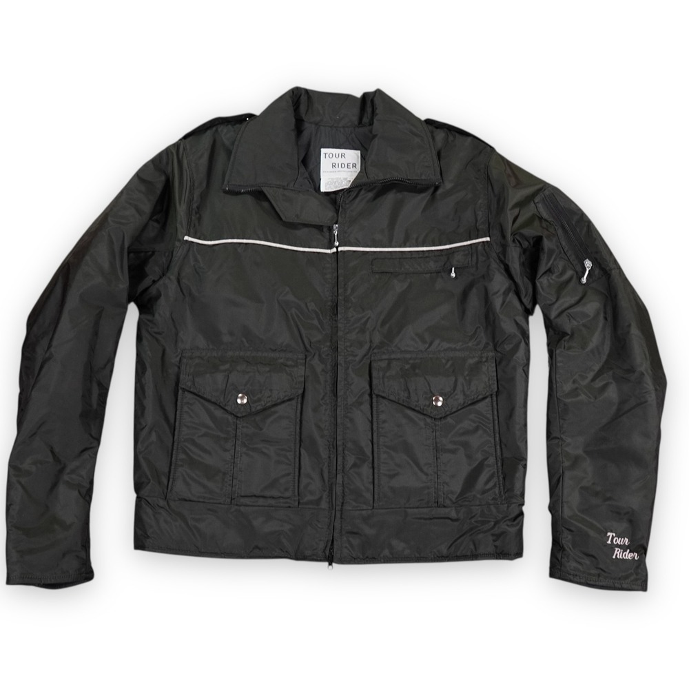 VTG Tour Rider Motorcycle Jacket Mens XL Black reflective piping gorpcore USA - Picture 1 of 12